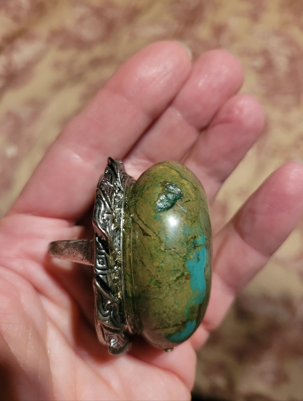 Huge Turquoise Silver Native America Ring